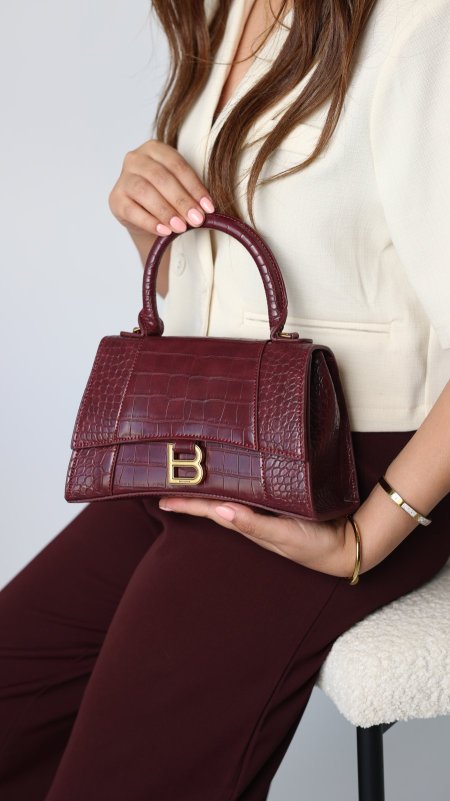 شنطة - Balanciaga / مقاس ميديوم - خمري / تمساح <br> <span class='text-color-warm'>نفدت الكمية</span>